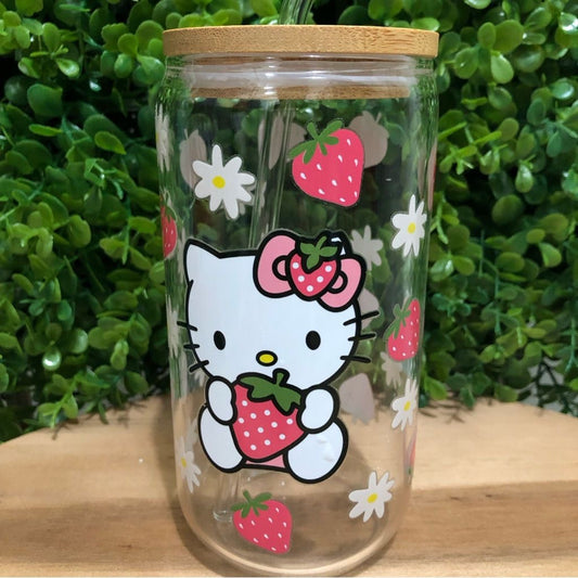 💗 Hello Kitty Glass Jar Cups